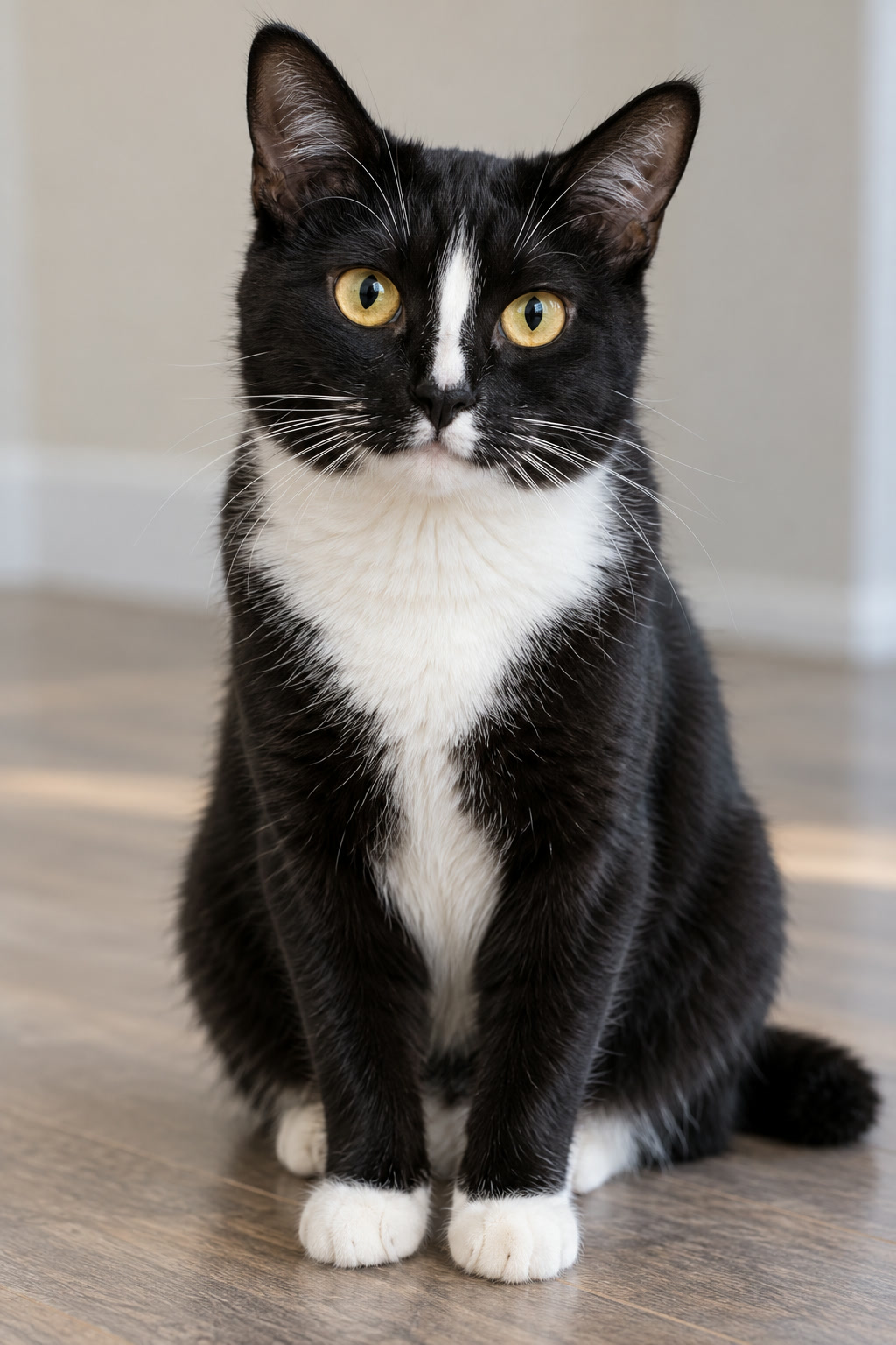 Gatto immaginario bianco e nero con occhi gialli: foto originale del caso auto giocattolo