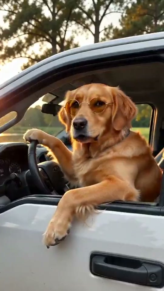 Golden retriever al volante